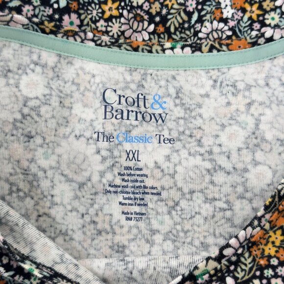 Croft & Barrow Women Floral Long Sleeve Cotton The Classic Tee Top Blouse SZ XXL - Picture 3 of 10
